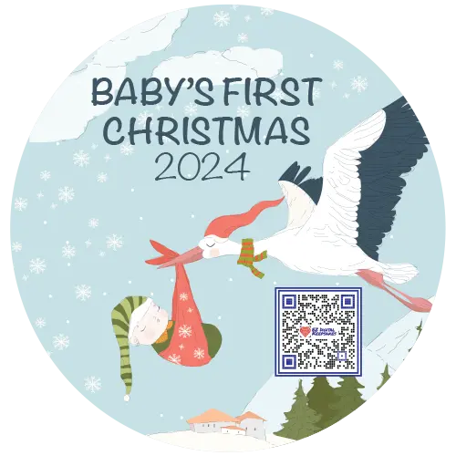 Baby's First Christmas 2024 - Stork Carrying Baby