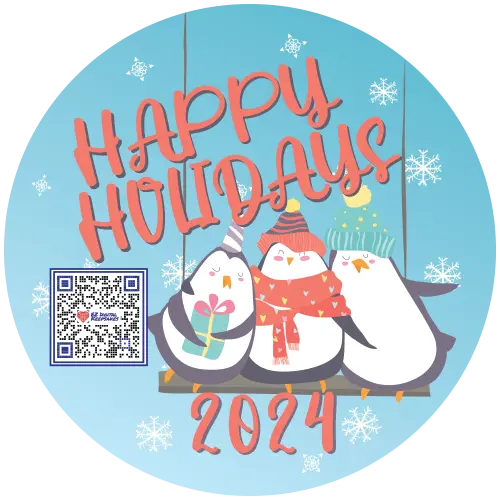 Happy Holidays 2024 - Cute Penguins